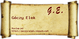 Géczy Elek névjegykártya